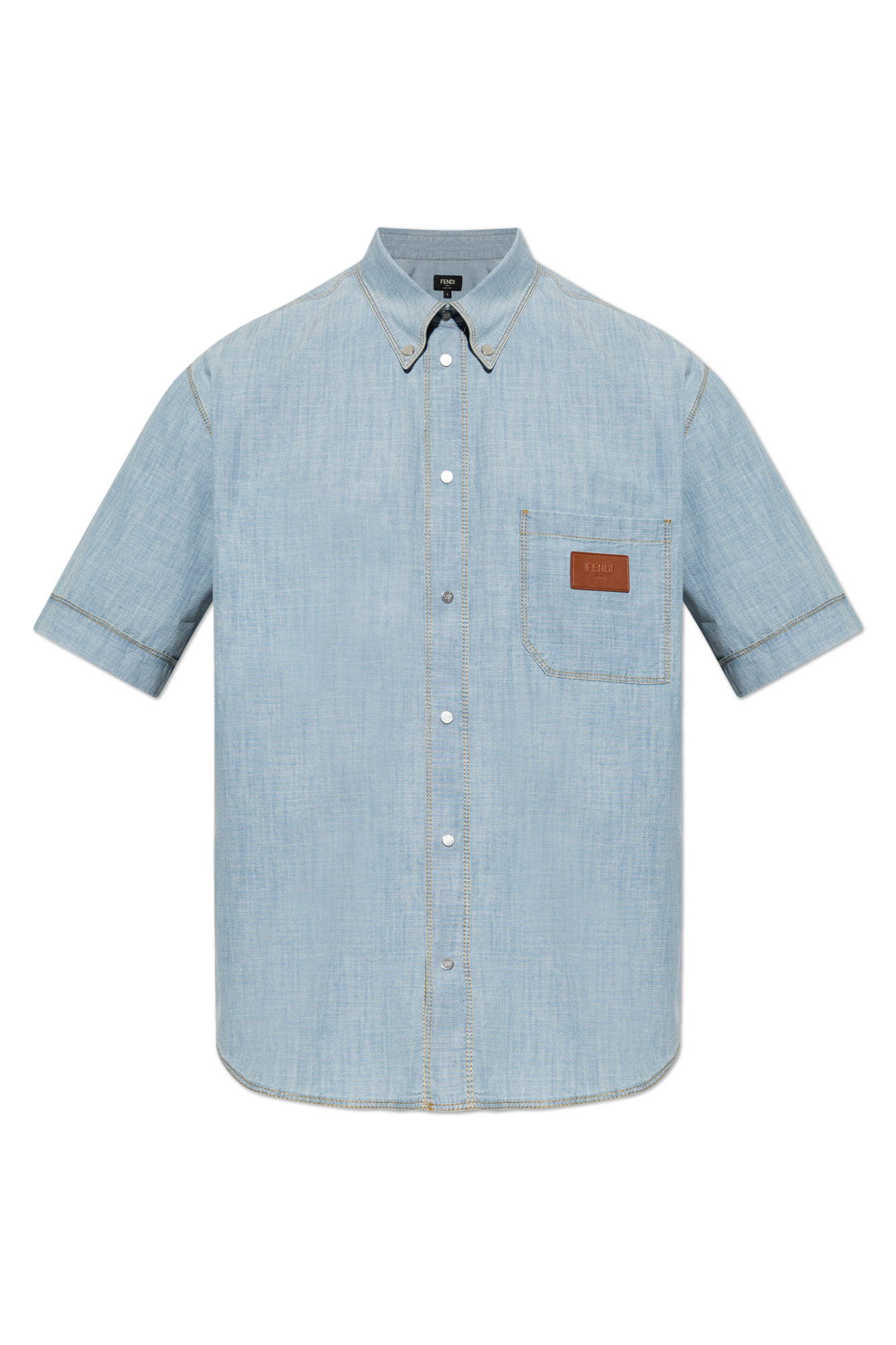 Blue Denim shirt with short sleeves Fendi - Vitkac AS